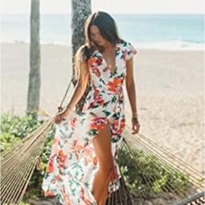 XIX PALMS Floral Wrap Maxi Dress